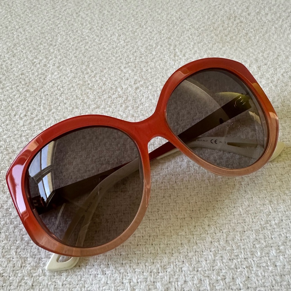 Dior Oversized Gradient Orange Brown Round Sunglasses